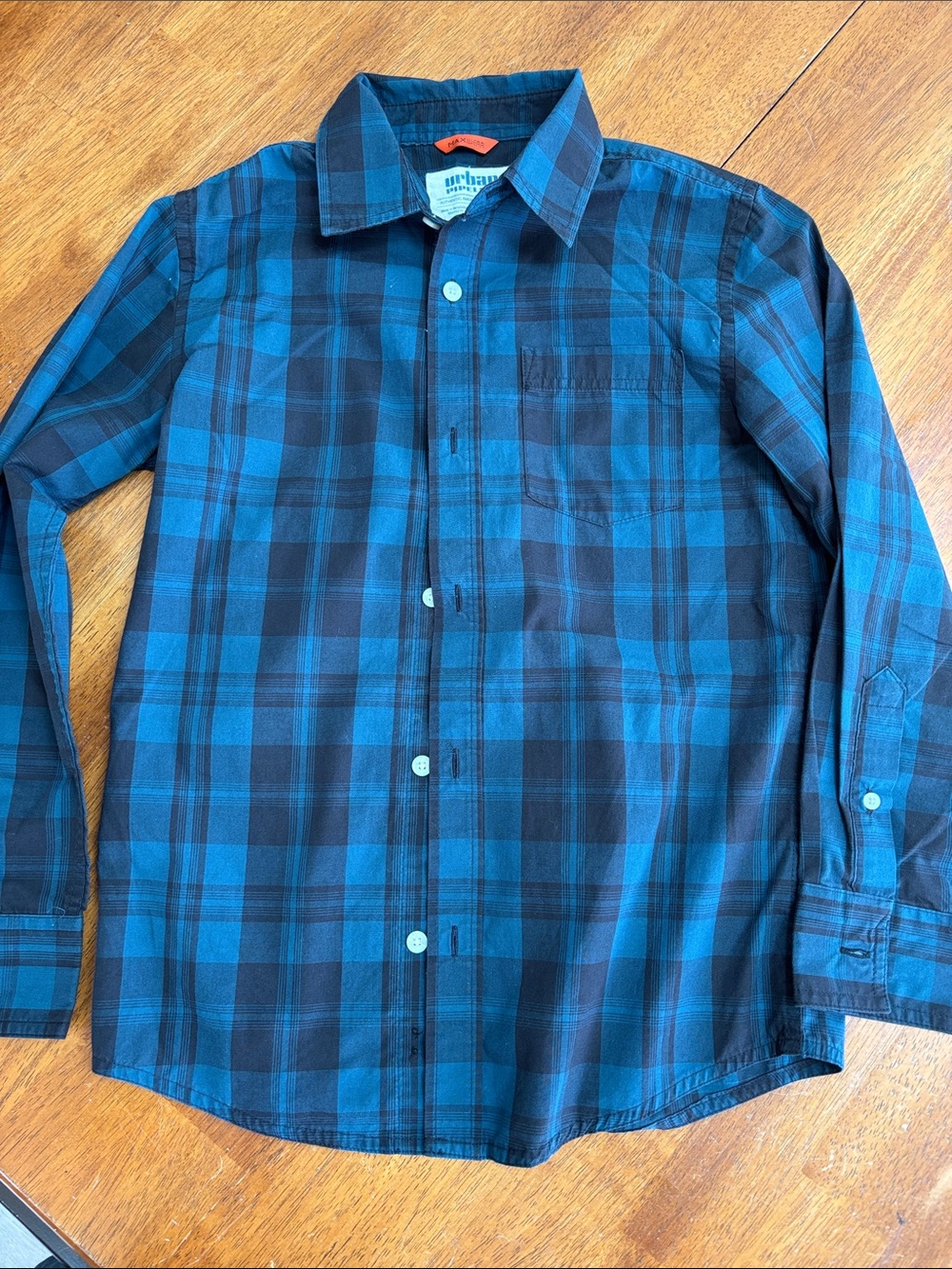 urban pipeline Blue and Black Plaid Button-Down Shirt
